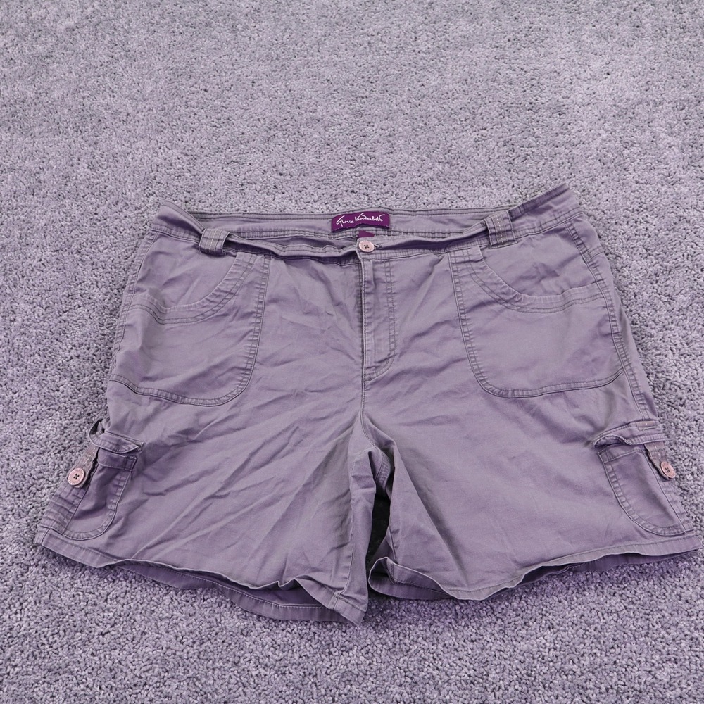 Gloria Vanderbilt Cargo Shorts Womens 20W Gray Cotton Blend Mid Rise Casual